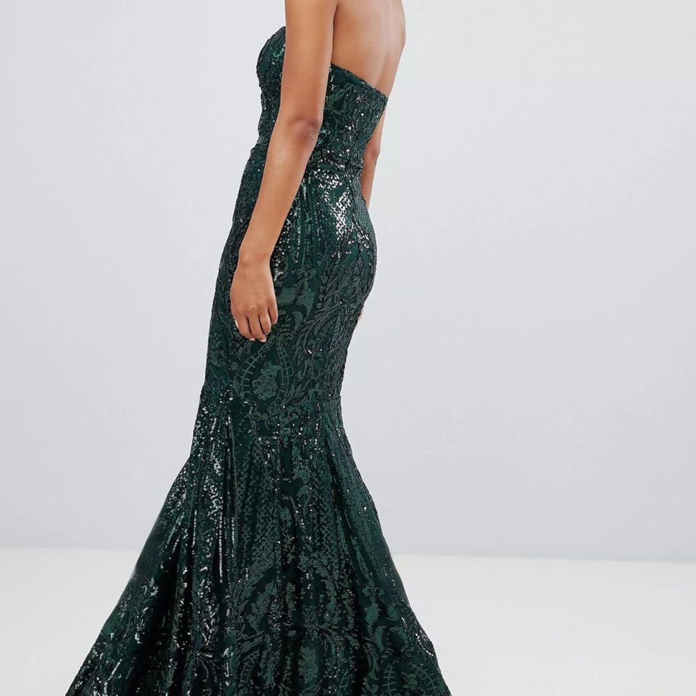 Club L embellished sequin strapless maxi dress